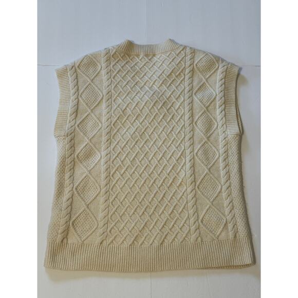 Madewell Ivory Cable-Knit V-Neck Sweater Vest, Size S - Picture 7 of 8